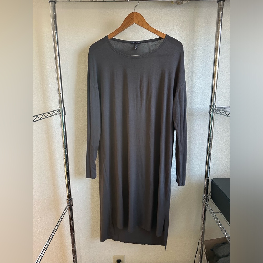 Eileen Fisher Long Sleeve Grayish Brown Dress.